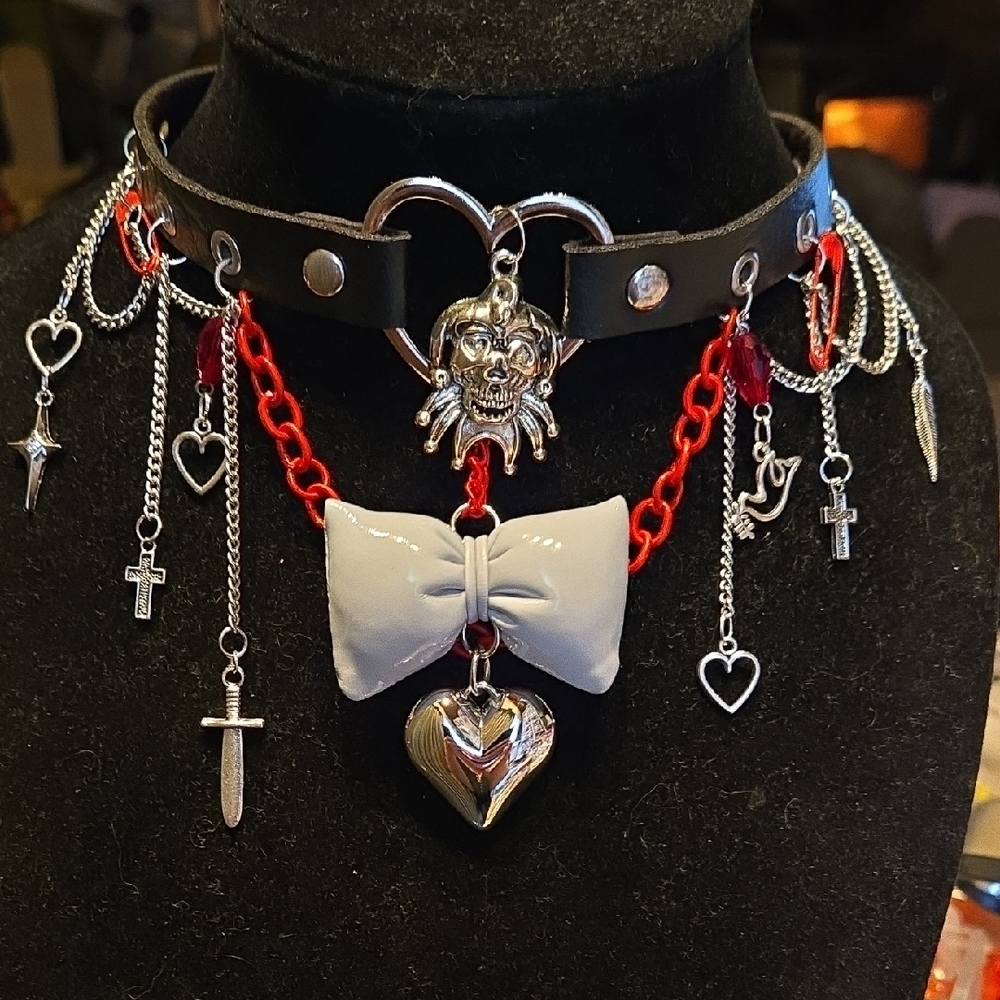Gothic Heart Charm Necklace With The Joker